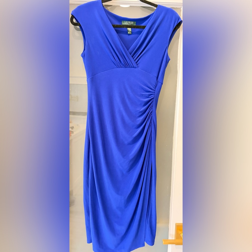 Lauren Ralph Lauren One Shoulder Blue Dress
